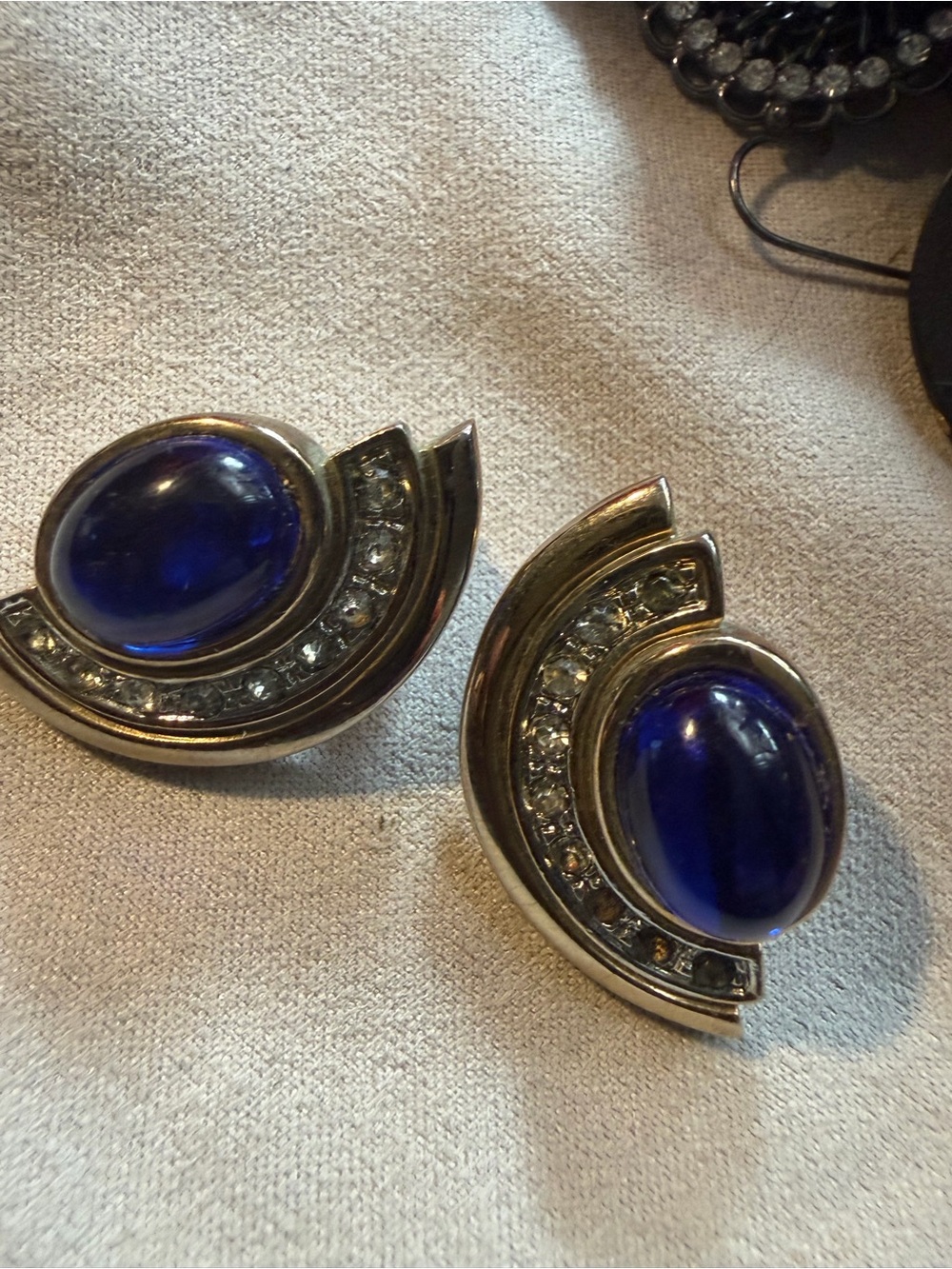 Vintage Elegant Blue Cabochon CrescentEarrings - Women Jewelry